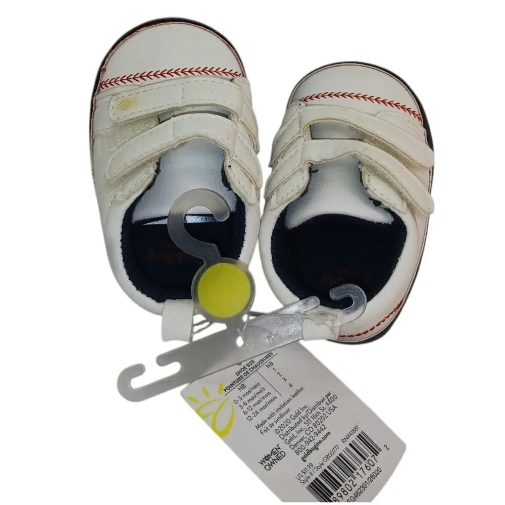 Goldbug Baby Boy New w/Tags Baseball Easy Close Sneakers, 0-3 Months